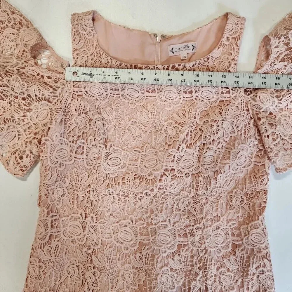 Nanette Lepore Women's Flutter Cold Shoulder‎ Lace Sheath Casual Dress Size 8